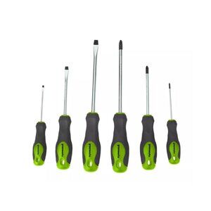 Greenworks 6-Piece Magnetic Tip Screwdriver Set With Ergonomic Handles Slotted &